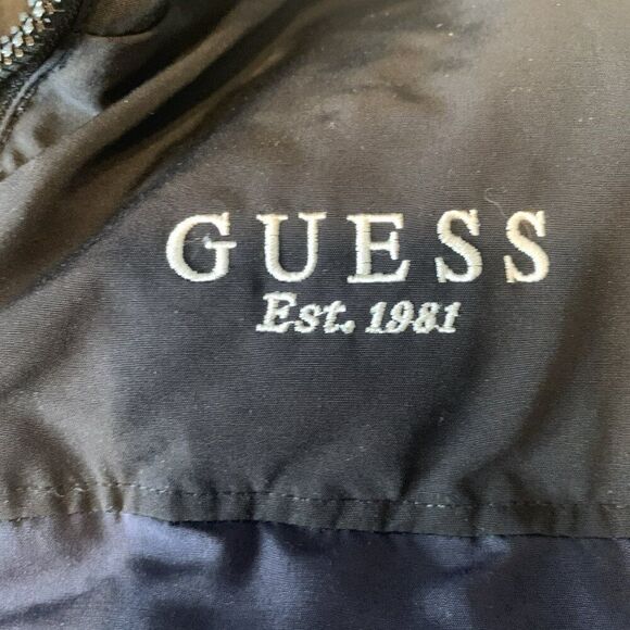Guess Mens Navy Blue Black Winter Puffer Long Sleeve Jacket Coat XL - Picture 4 of 8